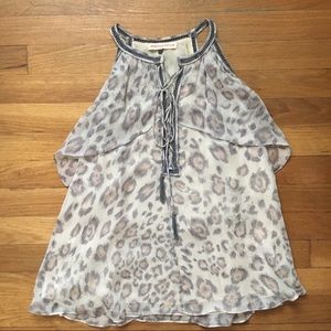 Rebecca Taylor animal print silk blouse size 2